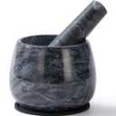Heavy Duty Mortar and Pestle, Natural Marble Mortar and Pestle Set, Spice Herb Grinder Make Fresh Guacamole, Salsa, Pesto, Stone Grinder Bowl, 1.5 Cup
