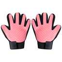 Efficient Pet Grooming Glove - Gentle Shedding Brush for Dogs, Cats, Horses, & more with Long & Short Hair - 1 Pair (Pink)
