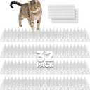 32 Pack Scat Mat For Cats - 13.3 x 3.3 Inch Cat Spike Mat With 1 Inch Spike Is A Perfect Pet Training Mat For Cat Repellent Indoor & Outdoor To Deter Cats, Dogs & Other Animals For All Seasons (Clear)