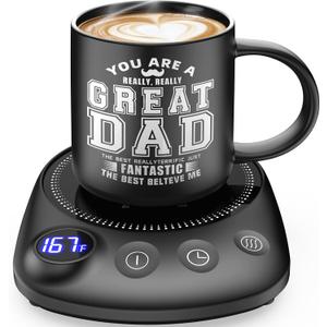 Coffee Mug Warmer - Fastest Heating & Highest Temperature, Coffee Cup Warmer for Desk Auto Shut Off, 4 Temp Settings & 1-12H Timer, Smart Electric Beverage Warme (Cup Warmer Set for dad)
