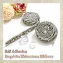 2 x FULZTEY 2 Yards Crystal Rhinestone Ribbons,Black Sticky Gems Diamond Ribbon for DIY Crafts,2.2 cm Width Rhinestones Tape Stickers,Self Adhesive Diamond Strips for Arts Clothes Decoration