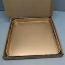 Square Gold Decorative Serving Tray with Handles, Versatile Ottoman Tray for Coffee Table, Entertaining, Outdoor Patio, Living Room, 13”*13”*1.6”