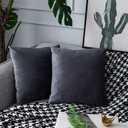 UPOPO Dark Grey Velvet Throw Pillow Covers Square Soft Solid Color Decorative Cushion Case Pillowcase Set for Sofa Living Room Car 2 Pieces 20" x 20"