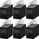 Handepo 100 Pcs Thank You Paper Bags Bulk 8 x 4 x 10 Inch Thank You Gift Boxes with Handle Shopping Merchandise Merchant Bags for Small Business, Retail Shopping, Wedding, Party, Boutique(Black)
