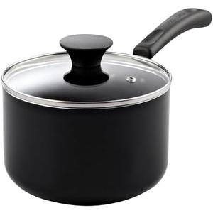 Cook N Home Nonstick Sauce Pan with Glass Lid, 1-Quart Saucepan Non Stick Small Cooking Milk Aluminum Pot, Black