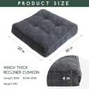 HIGOGOGO Tufted Corduroy Recliner Seat Cushion for Elderly, High Density Foam Large Square Seat Cushion for Recliner Chair, Floor Pillow, Office Chair, Car, No Pressure on Thighs, 20x20x4