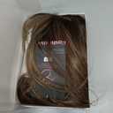 Wig with Bangs for Women Brown Blonde Highlight Straight Face-Framing Layers Hairstyle 4x4 Realistic Scalp Glueless Synthetic Wigs Medium Length for Everyday Use