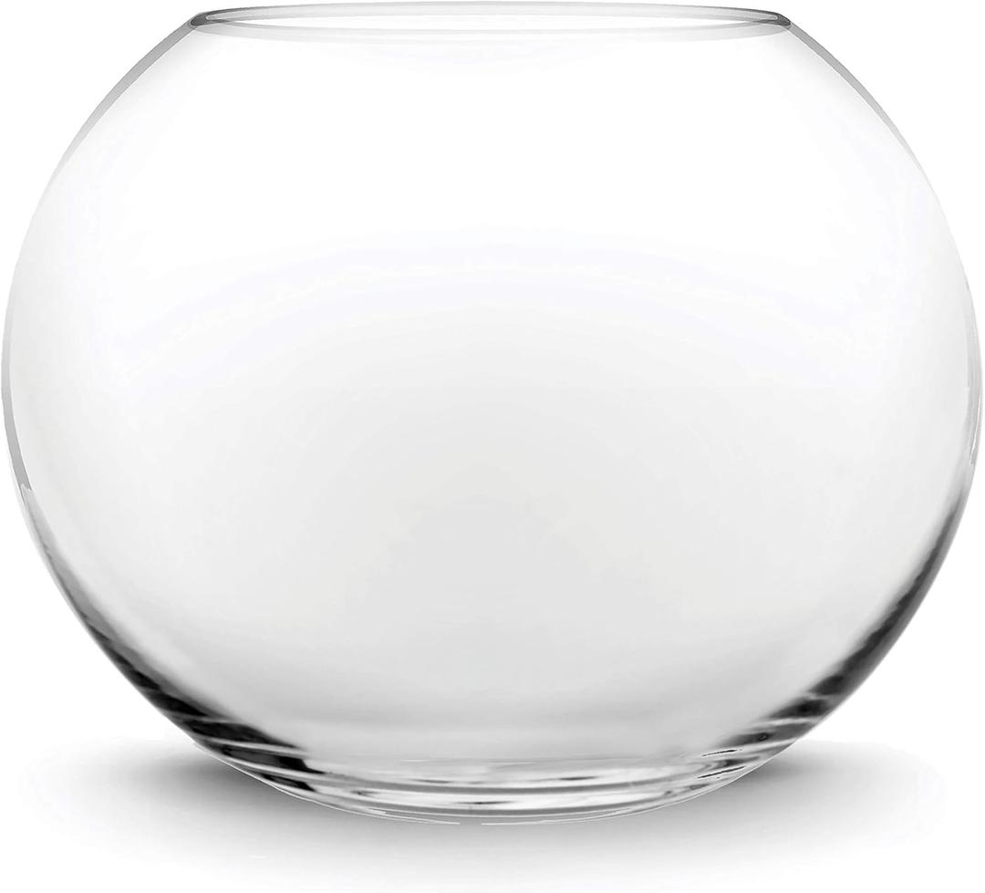 CYS EXCEL Glass Bubble Bowl (H-6" W-8", Approx. 3/4 Gal.) Small Fish Bowl Round Terrarium Vase Globe Flower Centerpiece for Weddings Events Arrangements