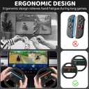 2 x PAWDIARY Steering Wheel Compatible with Switch 2 Controller Handle, Comfort Grip Switch 2 Racing Wheel Accessories with 4 Thumb Caps, Game Racing for Nintendo Switch 2 Wheels (Black x2)