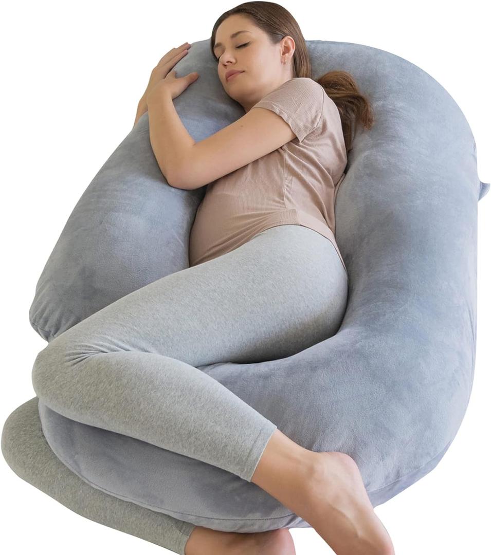 Maternity Pillow U Shape Pregnancy Pillows for Sleeping Body Pillow Full Body PillowBack Hip Leg Abdominal Support Soft and Comfortable Maternity Pillow Pillowcase Removable Easy to Clean (Grey)