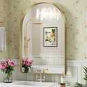 Brightify Arched Mirror, 30 x 40 Inch Gold Arch Mirror, Metal Frame Wall Mirror, Top Bathroom Vanity Mirror for Living Room Bedroom Mantle (40"L x 30"W)
