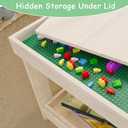 Kids Activity Table with Board and Storage Compatible with Lego, Wooden Play Table for Drawing, Building Blocks, Reading, Boys Girls Gifts, 32.72x17.24x19.45 inches