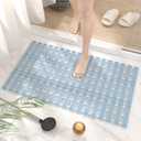 HITSLAM Shower Mat Non Slip, 27x16 Inch Bath tub Mat for Tub, TPE Shower Floor Mat with Drain Holes and Suction Cups, Bathroom Accessories, Easy Dry, Eco-Friendly, Blue