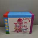 Pink Villa Playset for Girls Ages 3-7, 4-Story 10-Room House with 2 Dolls, Furniture & Accessories, Pretend Play Toddler Toy, Birthday Gifts for Kids 3-8