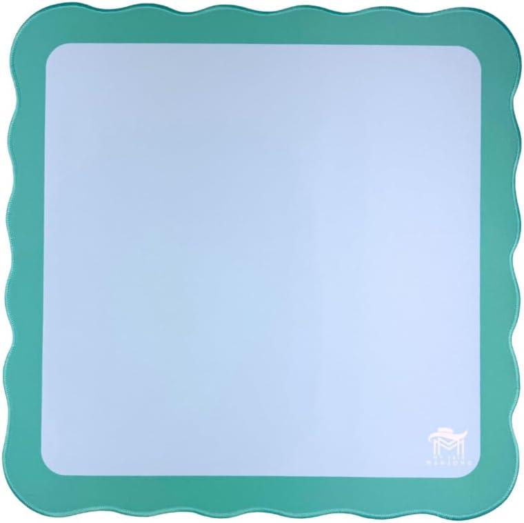 Mini Mahjong Mat | Scalloped Edges & Bright Colors | 21"" x 21"" (Blue Center- Green Scallop)