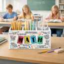 Math Teacher Gifts Pen Holder Organizer Desk Decor, End of Year Teacher Appreciation Gifts Wooden Pen Pencil Holders for Math Classroom School Office Home Desk Accessories