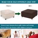 HFCNMY Stretch Square Ottoman Cover Knitted Jacquard Ottoman Cover Washable Square Ottoman Slipcover Storage Ottoman Cover Foot Stool Cover with Elastic Bottom Coffee X-Large