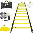 20ft Sports Agility Ladder for Men Women and Kids, Speed Youth Soccer Agility Training Equipment for Football, Exercise, Tennis, Legs Workout with Speed Parachute and Carry Bag