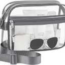 BAGAIL Clear Bag Stadium Approved Crossbody Shoulder Messenger Clear Purse with Adjustable Strap (01grey)
