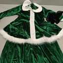 Kid Little Girls Christmas Outfit Santa Claus Velvet Lapel Long Sleeve Dress Princess Party Layered Dresses with Belt (Green, 3-4 Years)