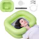 Inflatable Shampoo Basin - Portable Shampoo Bowl, Hair Washing Basin for Bedridden, Disabled,Injured, Hair Wash Tub for Dreadlocks and at Home Sink Washing (Green, 15in Inner)