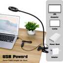 LuxLumin LED Desk Lamp with Clamp for Video Conference Lighting, USB Light for Laptop Zoom Meeting, Clip on LED Ring Light for Computer Webcam Lighting Dimmable Black