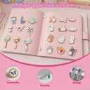 Enamel Pin Display Book - 4 Page Leather Travel Organizer for Collectors, Portable Lapel Pin Holder with Secure Storage, Compact Pin Trading Book (Pink)