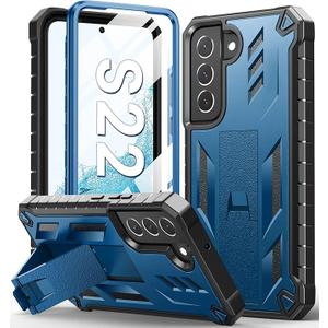 SOiOS for Samsung Galaxy S22 Protective Case: Military Grade Drop Proof Protection Mobile Phone Cover with Kickstand | Rugged Shockproof TPU Matte Textured Sturdy Phone Bumper (Blue)