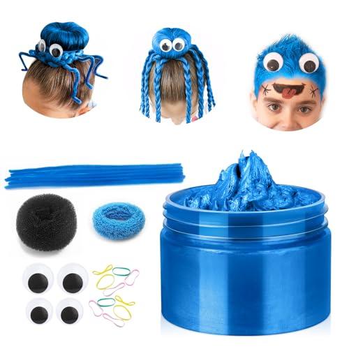 Blue Temporary Hair Color Wax Kit for teenagers,Crazy Hair Day Accessories, Gifts for Kids,Instant Hair Dye Color Wax for Cosplay, Party, Halloween, Christmas, Washable Crazy Hair Style
