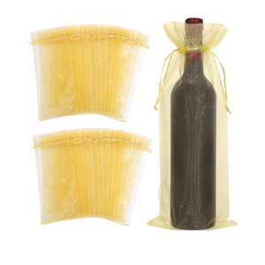 30Pcs Organza Wine Bags, Sheer Mesh Wine Bottle Gift Bags with Drawstring for Birthday Party Wedding Festival Gift (white)