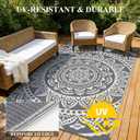 Bsmathom Waterproof Outdoor Rug 5'x8' Reversible Boho Plastic Straw Patio Deck Camping Rugs, Indoor Outdoor Portable RV Mat Clearance Carpet for Outside, Porch, Balcony, Backyard, Beach, Pool,Grey