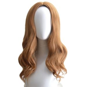 Ginger 21 inch Shoulder Length Brown Wavy Curly Middle Auburn Part Color Wigs for Women,Ladys Adult Head Size 58cm Halloween Costume Wigs