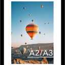 16.5x23.4 A2 Picture Frame Black with 11.7x16.5 A3 Mat, Display Photo 11.7x16.5 with Mat or 16.5 x 23.4 Without Mat, Wall Hanging Large Frame with Plexiglass, Black