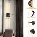 Morauroral 30 Inch Battery Operated Wall Sconces Set of Two, Dimmable Wall Sconces with Remote Control, Black Gold Rechargeable Sconces, LED Sconce Wall Light for Bedroom, Living Room, Bathroom