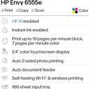 HP Envy 6555e Wireless All-in-One Color Inkjet Printer, Portobello, Print, scan, copy, Duplex printing Best-for-home, 3 month Instant Ink trial included, AI-enabled (714N5A)