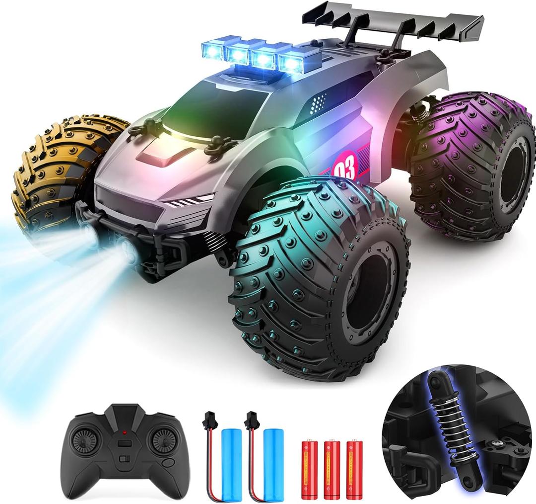 Remote Control Car - 20km/h 1:18 High Speed RC Cars Offroad with RBC &Headlights &Headlamps, 2.4GHz Toy Car Gift for 3 4 5 6 7 8 9 10-12 Year Old Boys Girls Kids (Gray)
