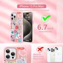 OOK Case for iPhone 15 Pro Max [Compatible with MagSafe], Luxury Gilded 3D Textured Pink Coastal Beach Ocean Sea Shell Floral Collage Frosted Shockproof for Women Girls Magnetic Phone Cover