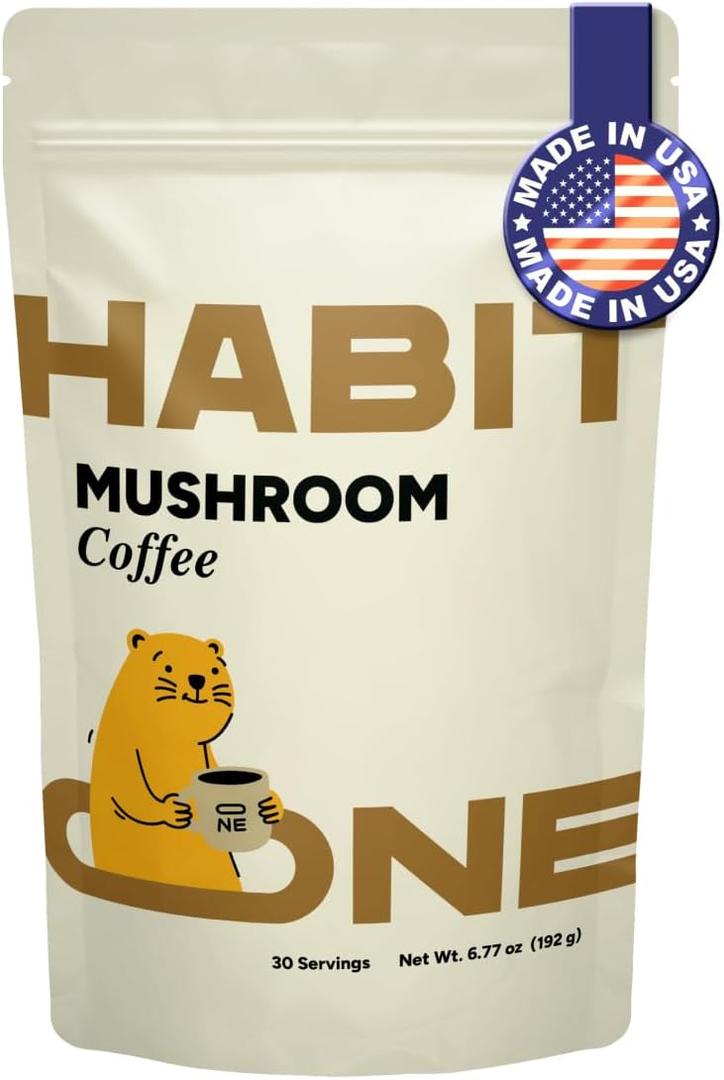 Mushroom Coffee Made in USA - 10 in 1 Blend - Great Taste - Smooth Energy - No Bloating with Lions Mane, Cordyceps, Reishi, Chaga - Adaptogens & Nootropics 30 Servings, BBD: APR 2027