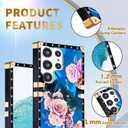 Loheckle for Samsung Galaxy S24 Ultra Case for Women Girls Teens Designer Cute Cases with Ring Stand Holder and Lanyard Stylish Aesthetics Peony Luxury Cover for S24 Ultra