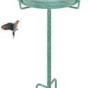 KHayRovies Metal Bird Bath for Outside, 36.2" Height Birdbath Bowl Standing Bird Feeders for Outdoors with 4 Prongs Base Stake, Freestanding Birdfeeders for Garden Yard Lawn Decor (Retro Green)