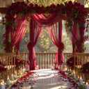 Wedding Arch Draping Fabric, 1 Panel Burgundy Sheer Backdrop Curtain Tulle Fabric Drapery for Arbor Wedding Archway Ceremony Party Ceiling Decor Backdrop