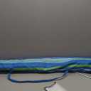 7 ft. Metal Tilt Beach Umbrella with Sand Anchor and Carry Bag, Built-In Table Tray in Baby Blue Stripes