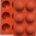Lerykin 2 Pack Large 6-Cavity Semi Sphere Silicone Molds, Non-Stick Baking Mold for Making Standard Size Hot Chocolate Bomb, Cake, Jelly, Dome Mousse