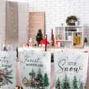 6 Pcs Winter Wonderland Chair Covers Hello Winter Chair Back Covers Frost Pine Tree Deer Chair Protector Slipcovers Washable Dining Room Seat Covers Winter Decor for Home Hotel Kitchen Indoor