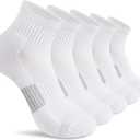 Gonii Ankle Socks Womens Athletic Thick Cushioned Running Hiking Low Cut 5-Pairs (6-8, White)