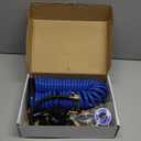 16 Pieces Heavy Duty Air Compressor Accessory Kit, 1/4 inch 25ft Recoil Poly Air Compressor Hose Kit, 100PSI Tire Inflator Gauge, Blow Gun and Nozzles, 1/4" NPT Air Coupler and Plug Kit