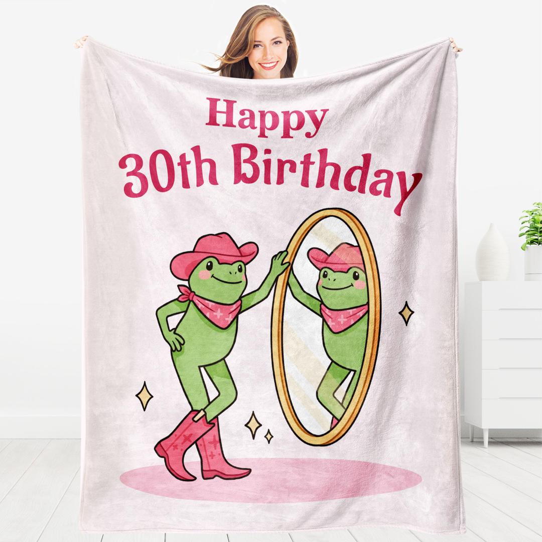 AceThrills 30Th Birthday Gifts for Women, 30Th Birthday Decorations for Her, 30 Year Old Bday Gifts for Women, Daughter, Friend, Sister, Girlfriend, Wife, Thirty Birthday Frogs Blankets 50'' x 60''