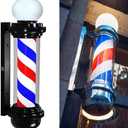 35-inch Barber Pole Red White Blue Stripes with LED Light, Traditional Barber Pole Outside Barber Shop Rotating Light Sign Light Box Rainproof Hairdressing Salon Save Energy Wall Lamp