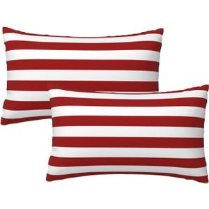 Red and White Stripes Throw Pillow Cover 12X20 Pillow Covers in Soft Pillow Cases Cushion Modern Farmhouse for Couch Sofa Living Room Bedroom Home Decor Set of 2