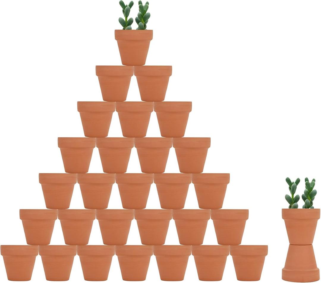  32pcs Small Mini 2" Terracotta Pot Clay Ceramic Pottery Planter, Cactus Flower Nursery Terra Cotta Pots, with Drainage Hole, for Indoor/Outdoor Succulent Plants, Crafts, Wedding Favor